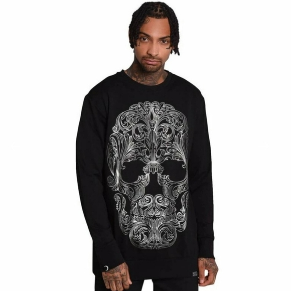 Killstar ✦ Dead Inside Sweater ✦ Black White Oversized Gothic Knit Pullover M - Picture 2 of 7